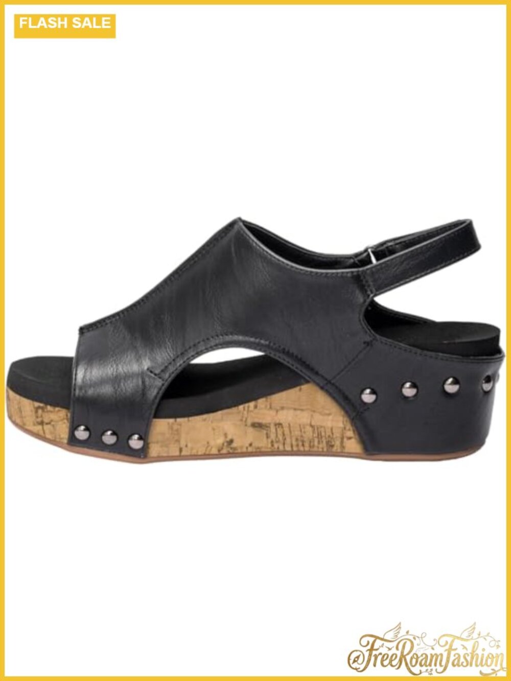 PARTY Women's Wedge Sandals with Cork Sole, Adjustable Ankle Strap, 2-Inch